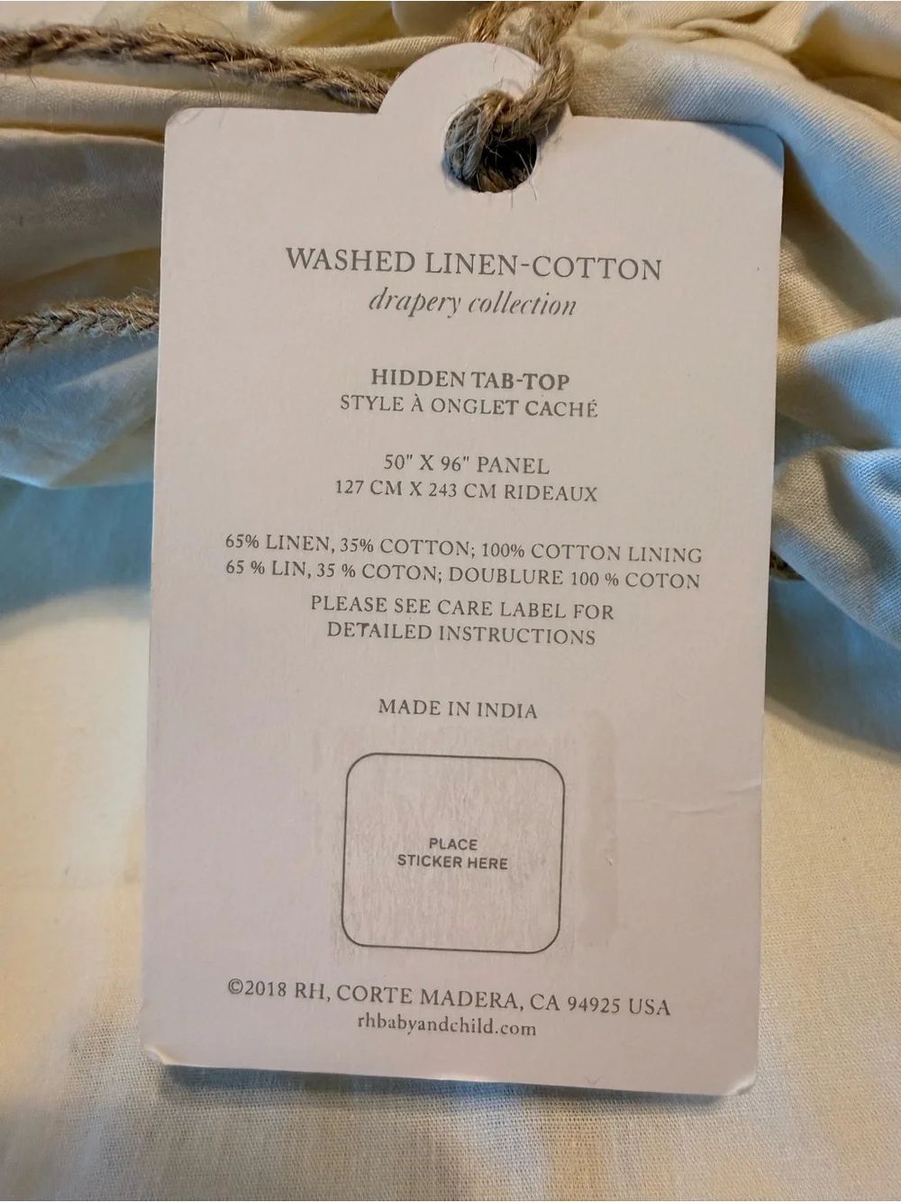 RH Washed Linen-Cotton Drapery Panel - Cream